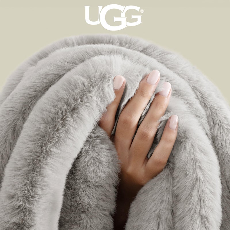 UGG Euphoria Faux Fur Throw Blanket, Oversized Warm Throw for Couch or Chair, Luxury Bedroom Decor, Cozy Soft Blankets, Machine Washable, 50-inch x 70-inch, Seal Grey - Image 4